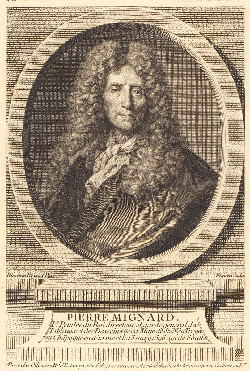 Pierre Mignard by Étienne Ficquet after Hyacinthe Rigaud (French, 1719 - 1794), 16X12"(A3)Poster Print