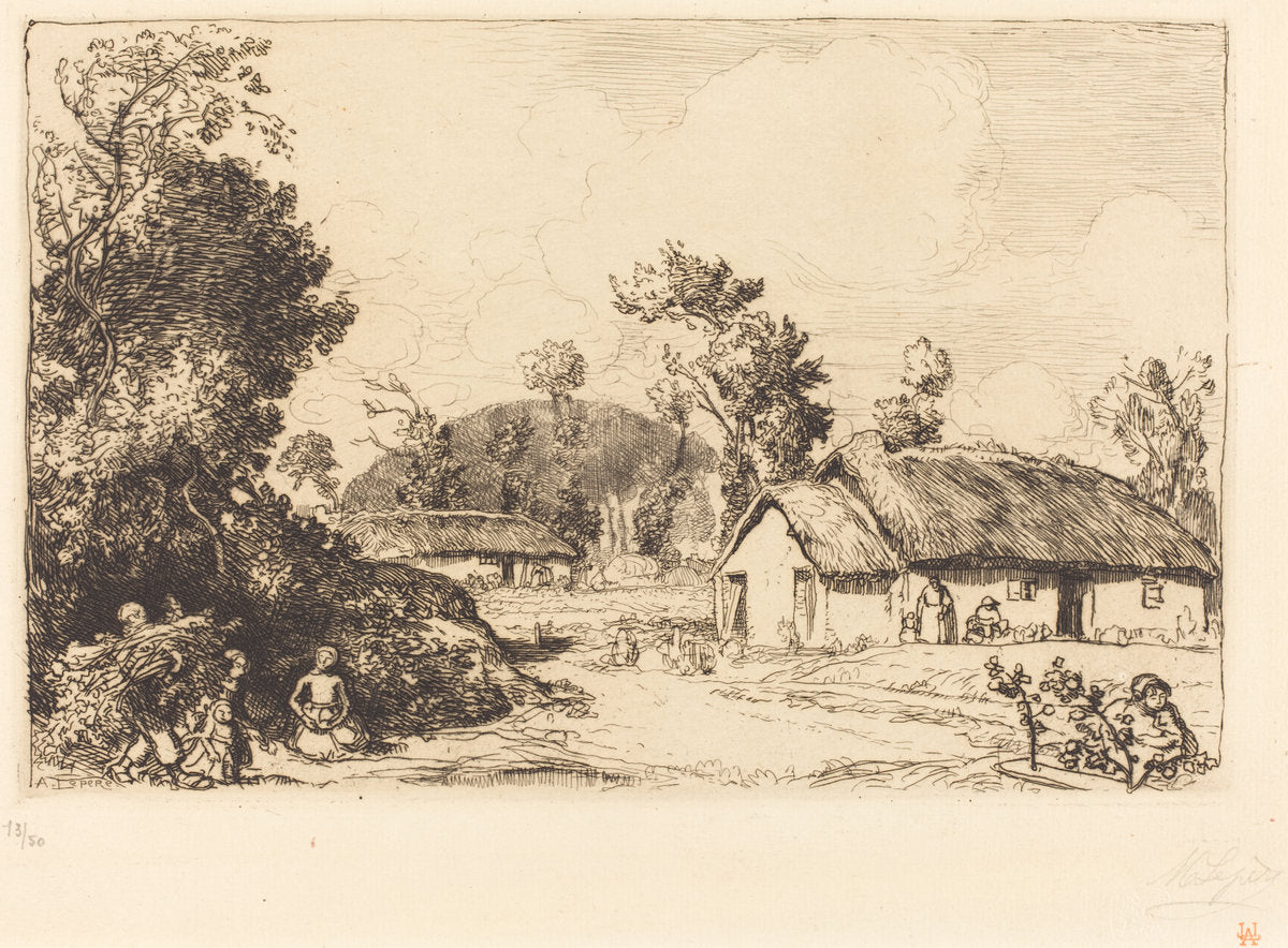 Pastime of Rest, Vendee (Le jeu du reposoir, Vendee) by Auguste Lepère (French, 1849 - 1918), 16X12"(A3)Poster Print