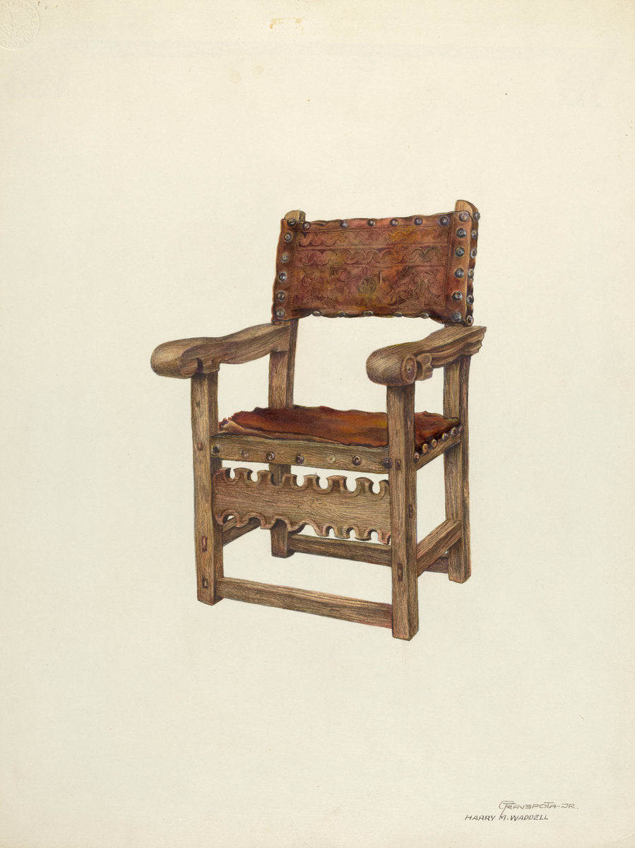 Arm Chair (Ecclesiastical) by Gerald Transpota and Harry Mann Waddell (American, active c. 1935), 16X12"(A3)Poster Print