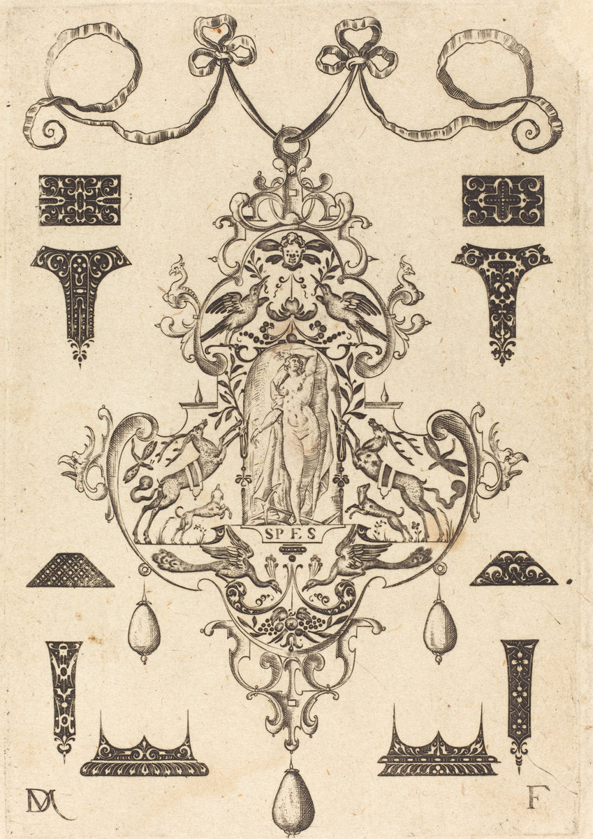 Large Pendant, Hope Standing at Centre by Daniel Mignot (German, active 1593/1596), 16X12"(A3)Poster Print