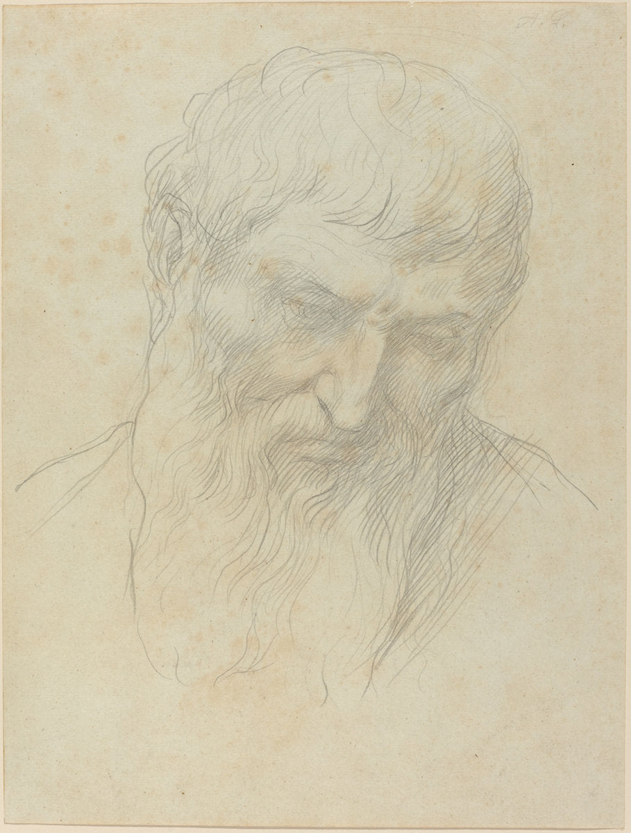 Head of a Man with Curly Hair and Beard by Alphonse Legros (French, 1837 - 1911), 16X12"(A3)Poster Print