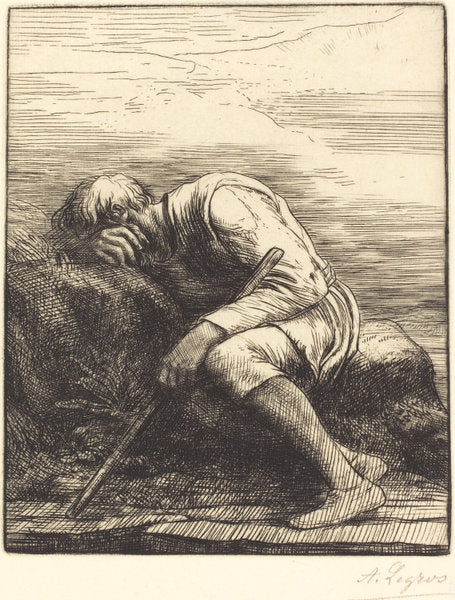 Sinbad the Sailor (Sinbad le marin) by Alphonse Legros (French, 1837 - 1911), 16X12"(A3)Poster Print