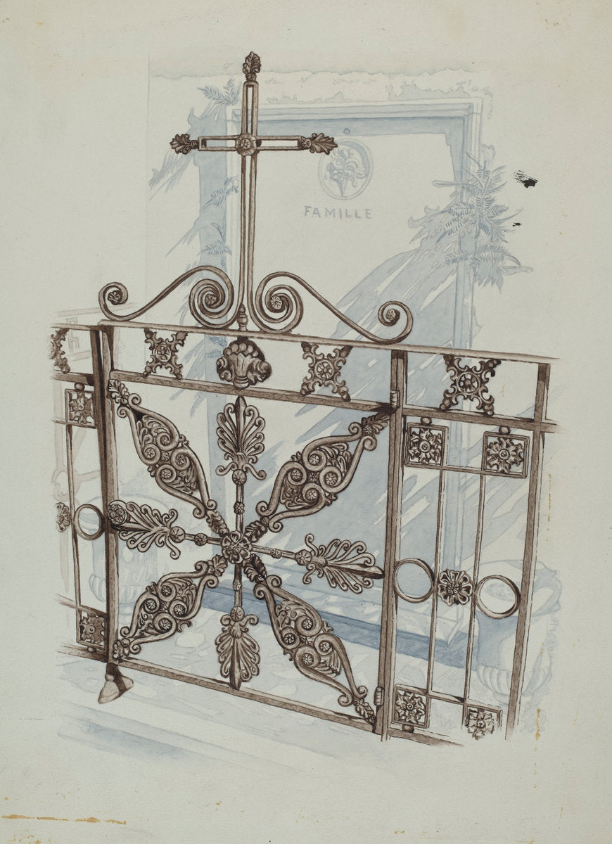 Iron Fence and Railing by Joseph L. Boyd (American, active c. 1935), 16X12"(A3)Poster Print