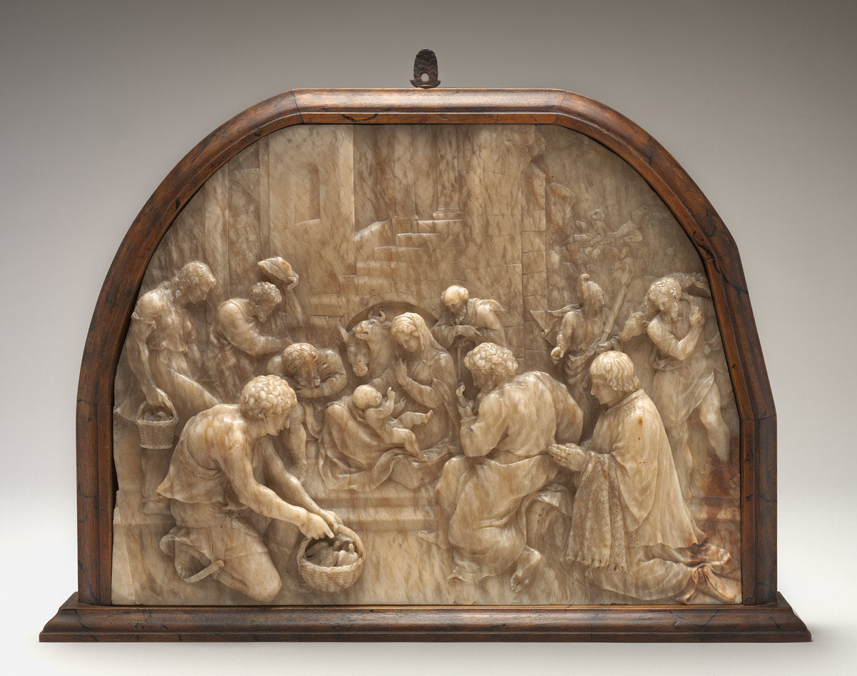 c. 1540/1550 by Flemish 16th Century, possibly Circle of Jean Mone (Adoration of the Shepherds with Donor), 16X12"(A3)Poster Print