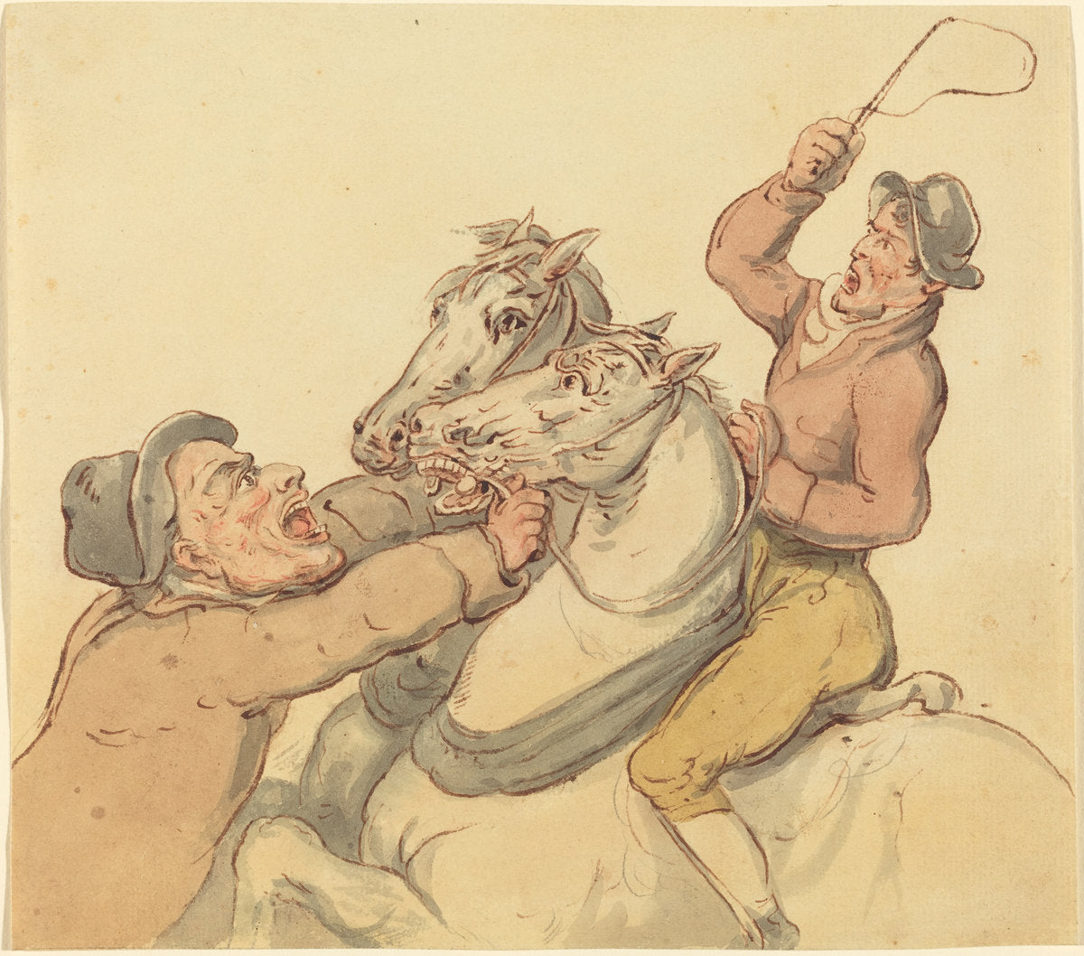 Drovers with a Pair of Rearing Horses by Thomas Rowlandson (British, 1756 - 1827), 16X12"(A3)Poster Print