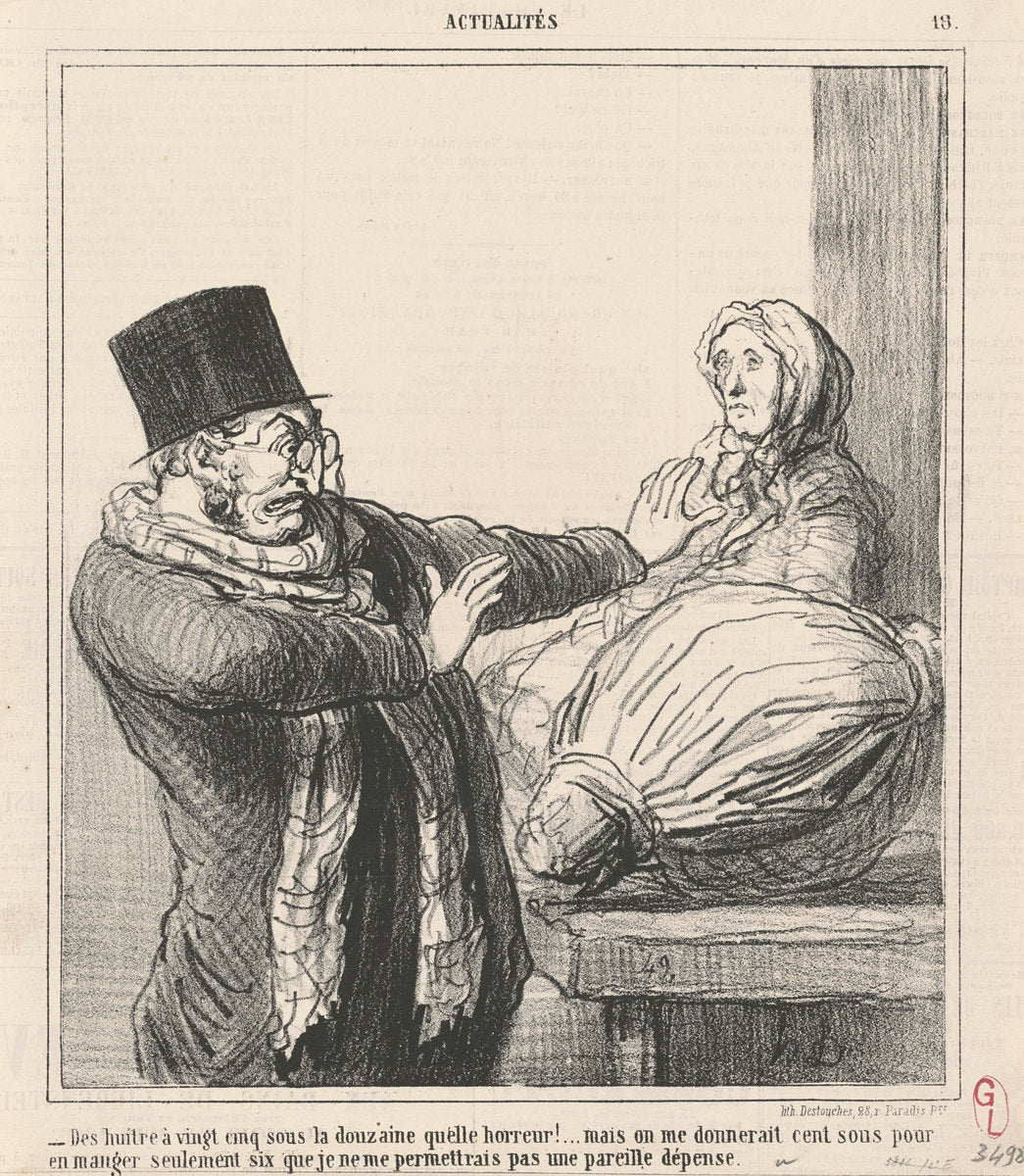 Des huitres a vingt-cinq sous la douzaine ... ! by Honoré Daumier (French, 1808 - 1879), 16X12"(A3)Poster Print