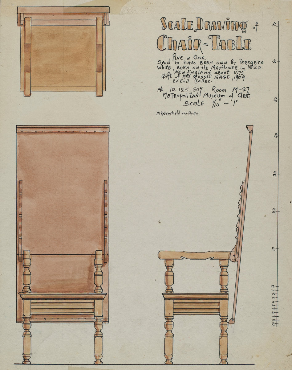 Chair-table by M. Rosenshield-von-Paulin (American, active c. 1935), 16X12"(A3)Poster Print