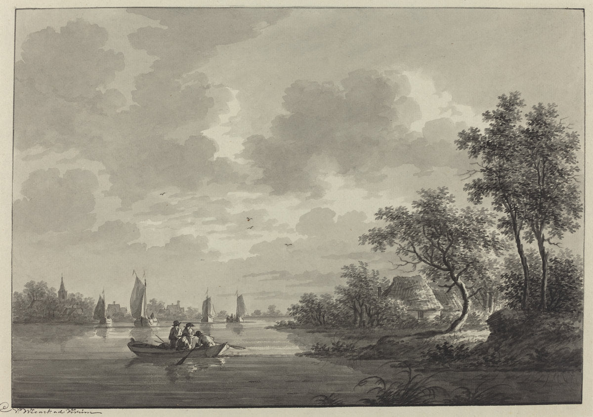 Ameide on the River Lek by Nicolaas Wicart (Dutch, 1748 - 1815), 16X12"(A3)Poster Print