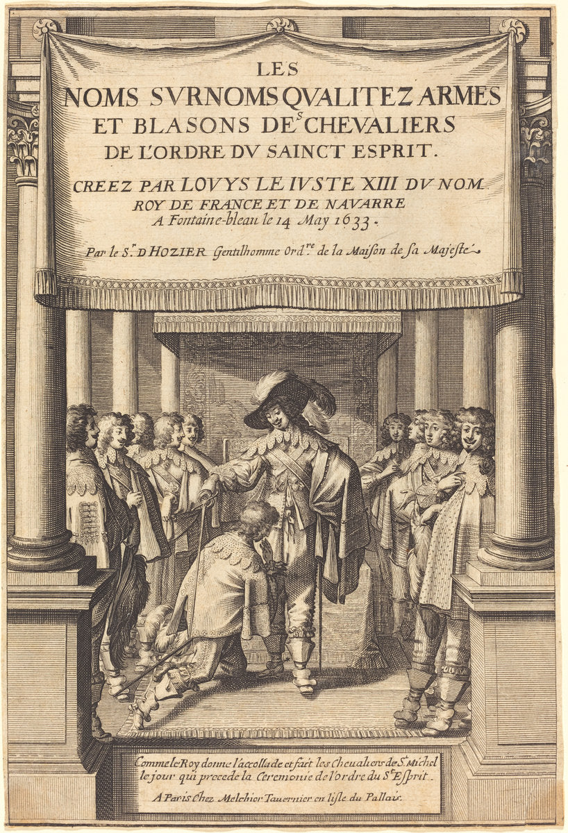 The King Giving the Accolade and Creating Knights of S. Michel Who Receive the Order of the Holy Spirit by Abraham Bosse (French, 1602 - 1676), 16X12"(A3)Poster Print