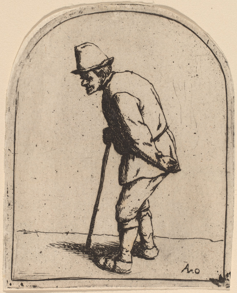 Peasant with a Crooked Back by Adriaen van Ostade (Dutch, 1610 - 1685), 16X12"(A3)Poster Print
