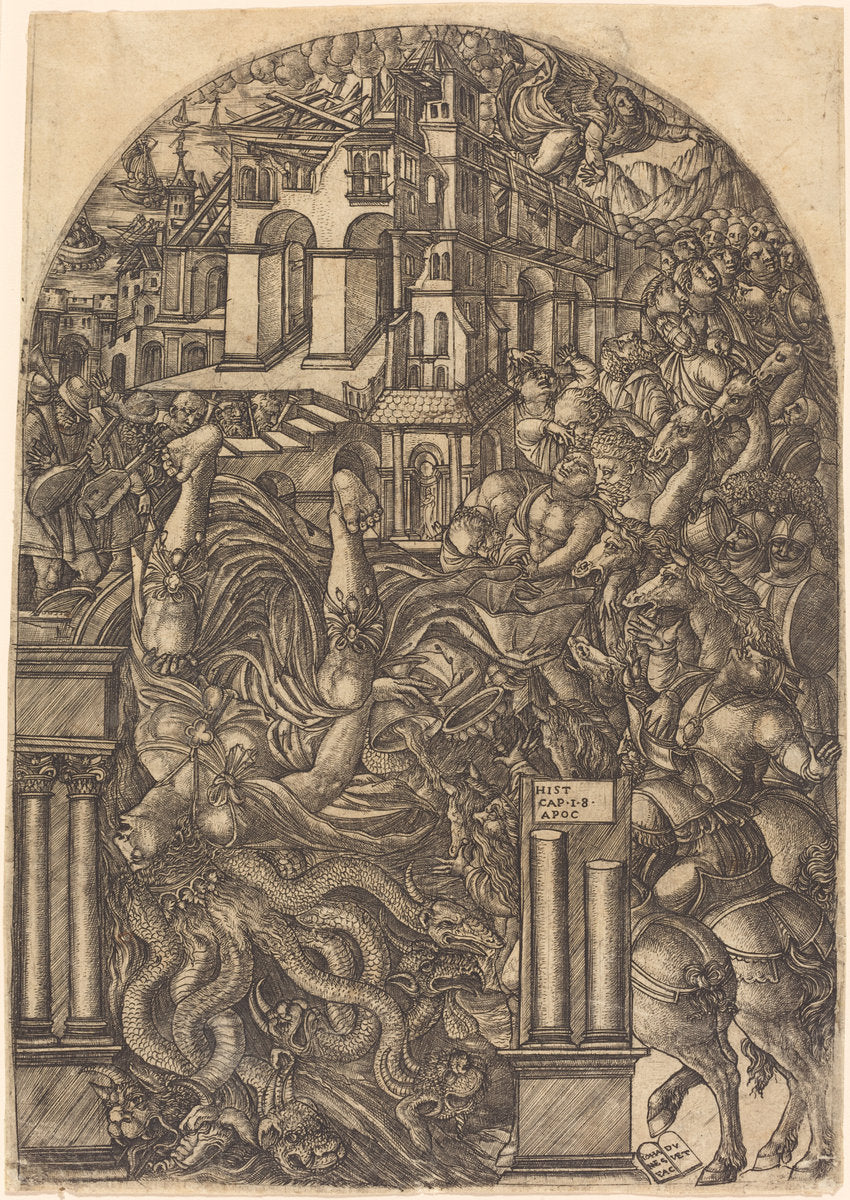 The Fall of Babylon by Jean Duvet (French, 1485 - c. 1570), 16X12"(A3)Poster Print