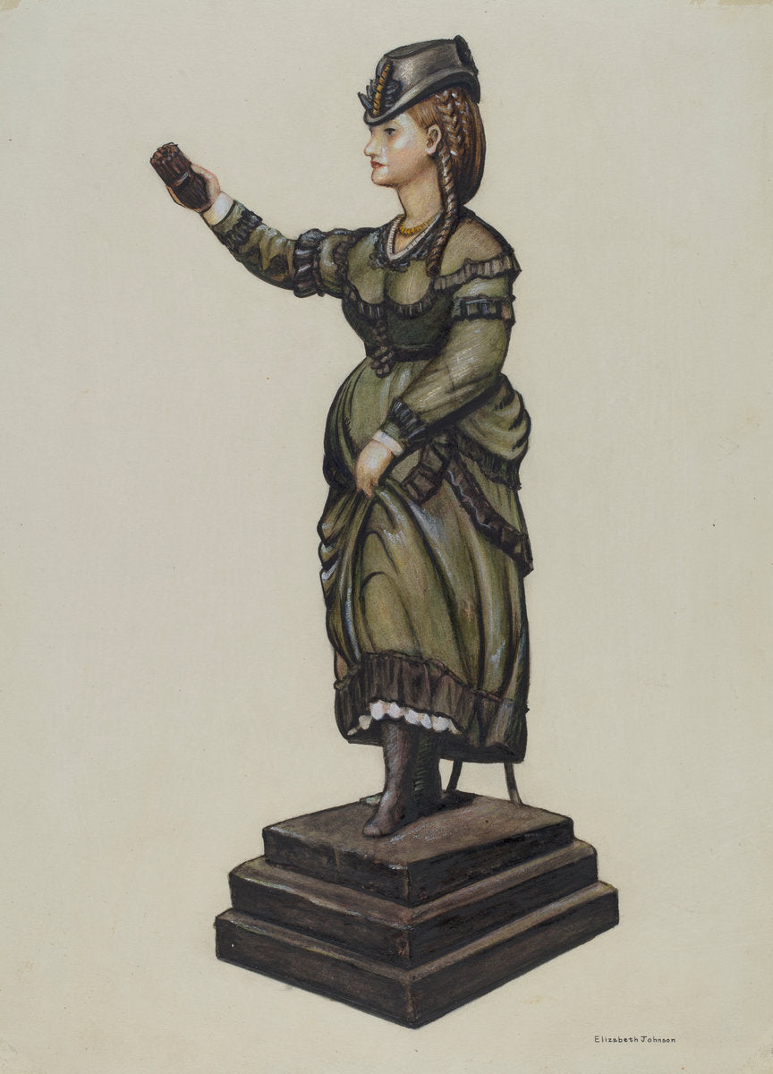 Cigar Store Figure by Elizabeth Johnson (American, active c. 1935), 16X12"(A3)Poster Print