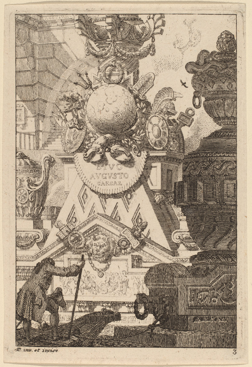 Fantasy of an Antique Trophy to Augustus by Carl Schütz (Austrian, 1745 - 1800), 16X12"(A3)Poster Print