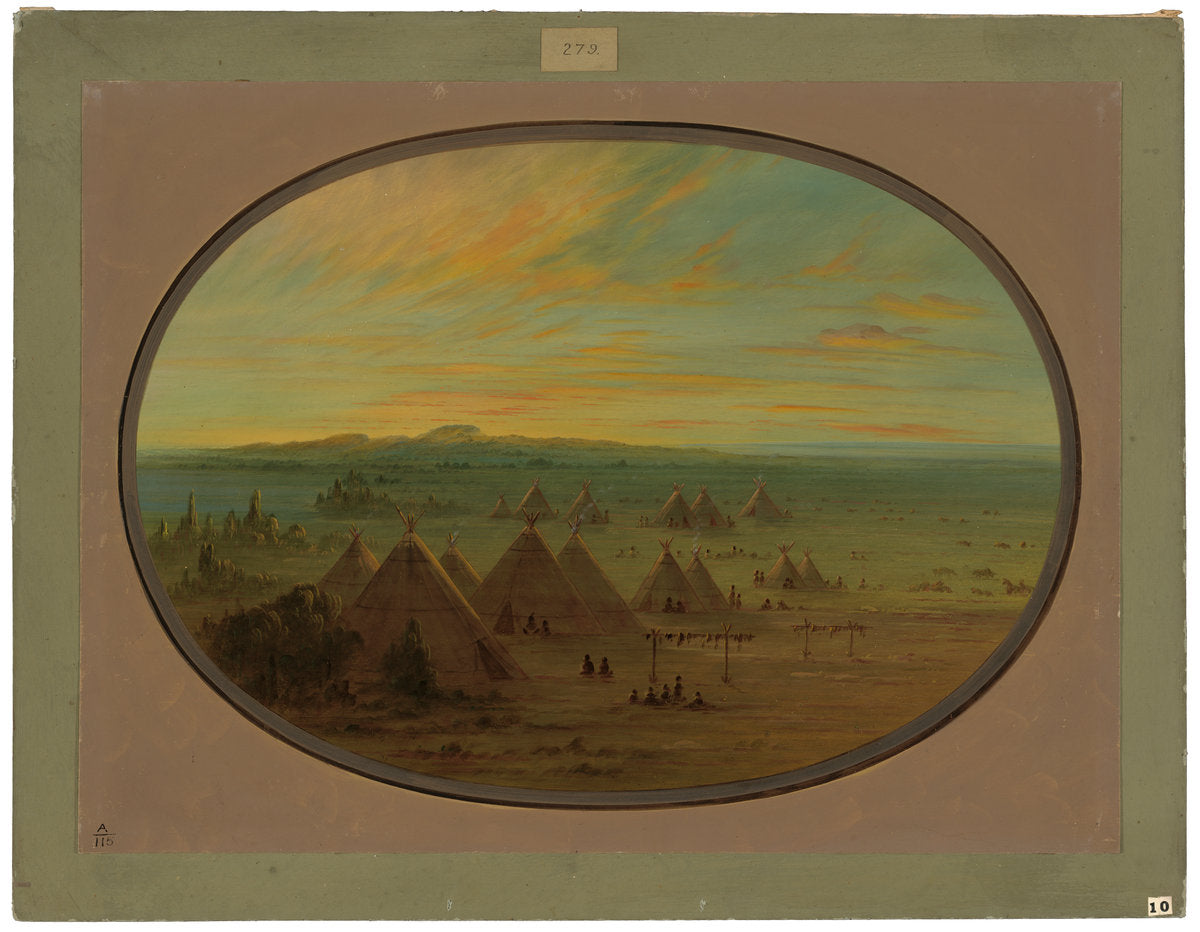 A Crow Village on the Salmon River by George Catlin (American, 1796 - 1872), 16X12"(A3)Poster Print
