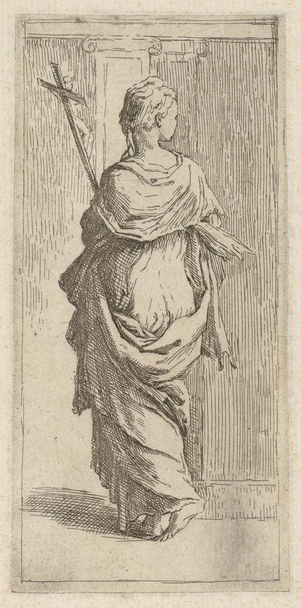 A Girl with a Crucifix by Guido Reni, after Parmigianino (Bolognese, 1575 - 1642), 16X12"(A3)Poster Print