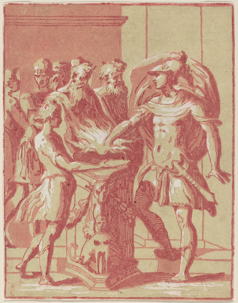 Mucius Scaevola by conte Antonio Maria Zanetti I (Italian, 1680 - 1757), 16X12"(A3)Poster Print