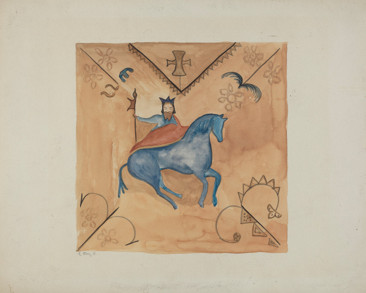 St. George (Painted on Deerskin) by E. Boyd (American, active c. 1935), 16X12"(A3)Poster Print