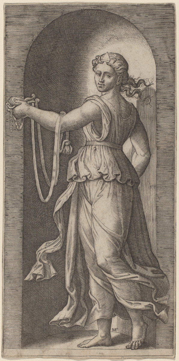 Temperance by Marcantonio Raimondi after Raphael (Italian, c. 1480 - c. 1534), 16X12"(A3)Poster Print