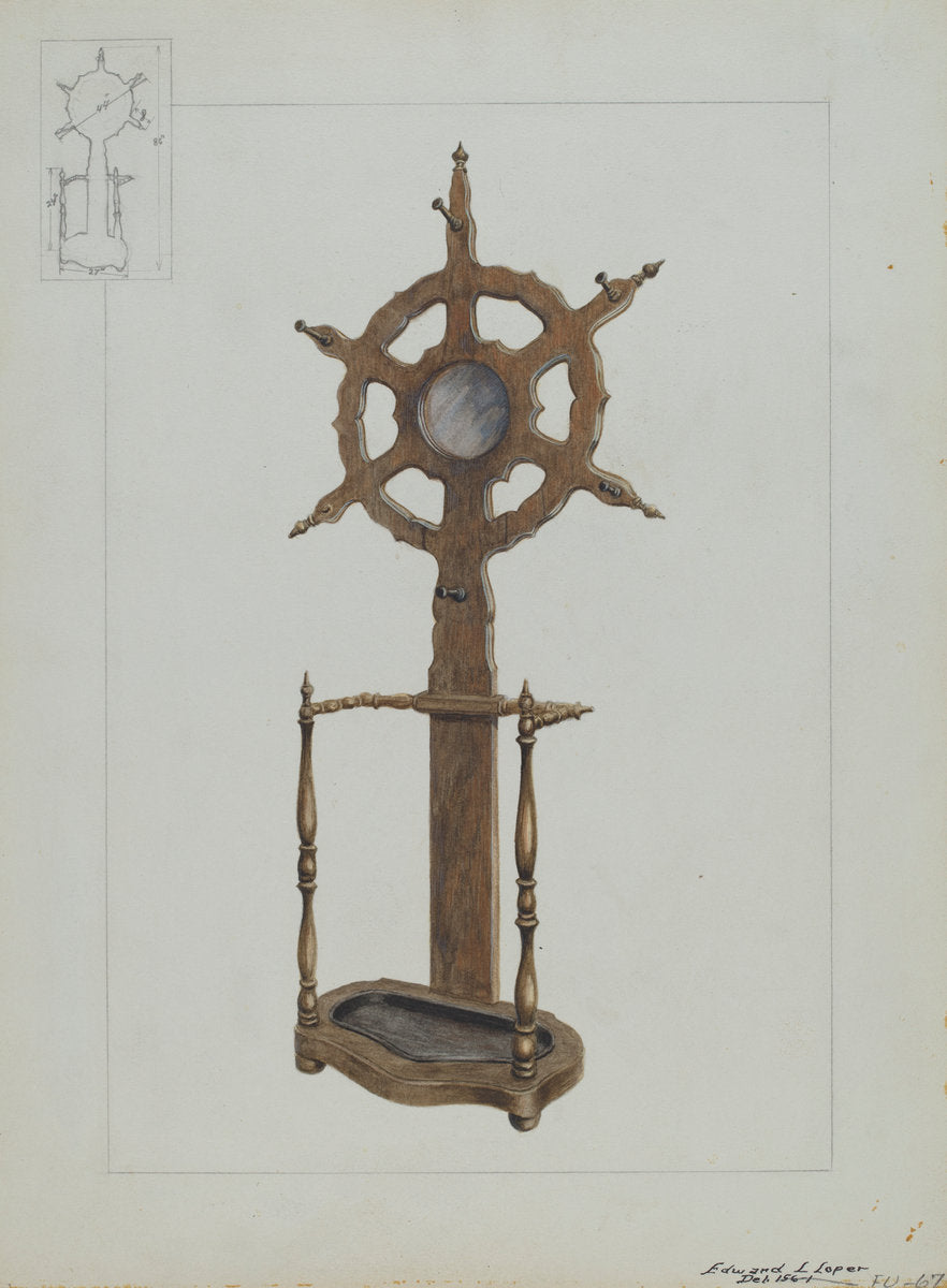 Combination Hat Rack and Umbrella Stand by Edward L. Loper (American, born 1916), 16X12"(A3)Poster Print