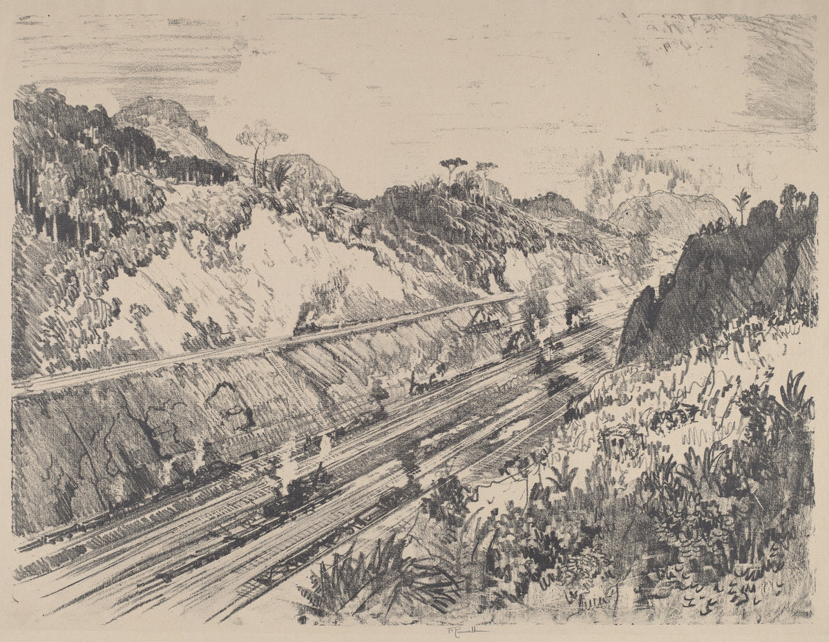 Looking up the Cut from Bas Obispo by Joseph Pennell (American, 1857 - 1926), 16X12"(A3)Poster Print