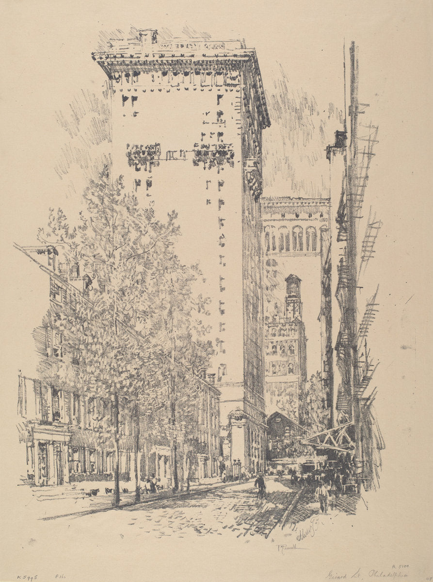 Girard Street by Joseph Pennell (American, 1857 - 1926), 16X12"(A3)Poster Print