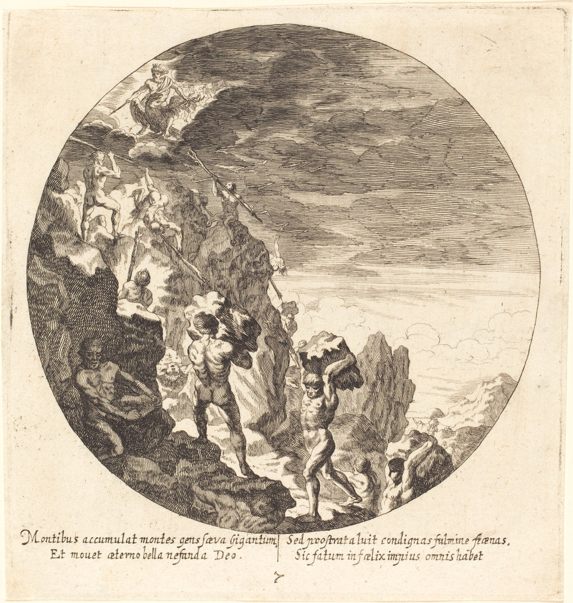 Giants Repelled by Jove by Georg Andreas Wolfgang, the Elder (German, 1631 - 1716), 16X12"(A3)Poster Print