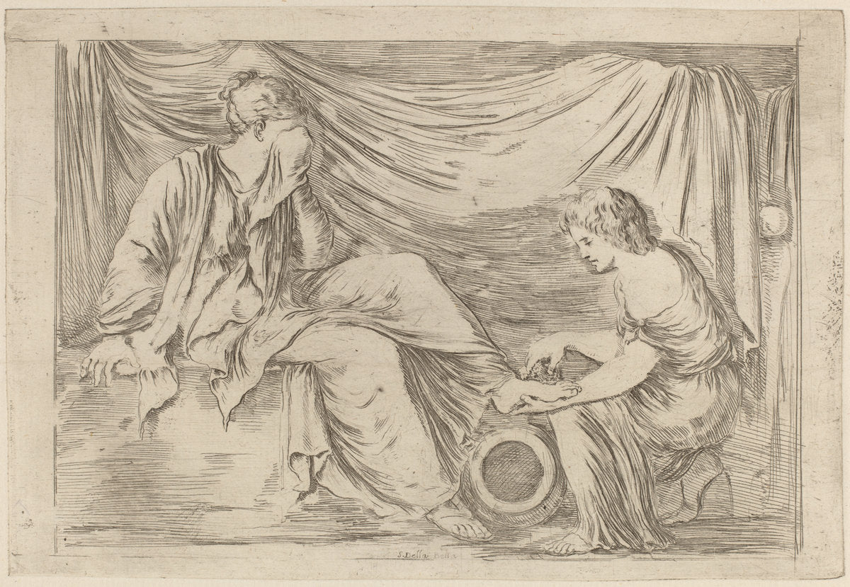 The Toilette of a Bride by Stefano Della Bella (Italian, 1610 - 1664), 16X12"(A3)Poster Print