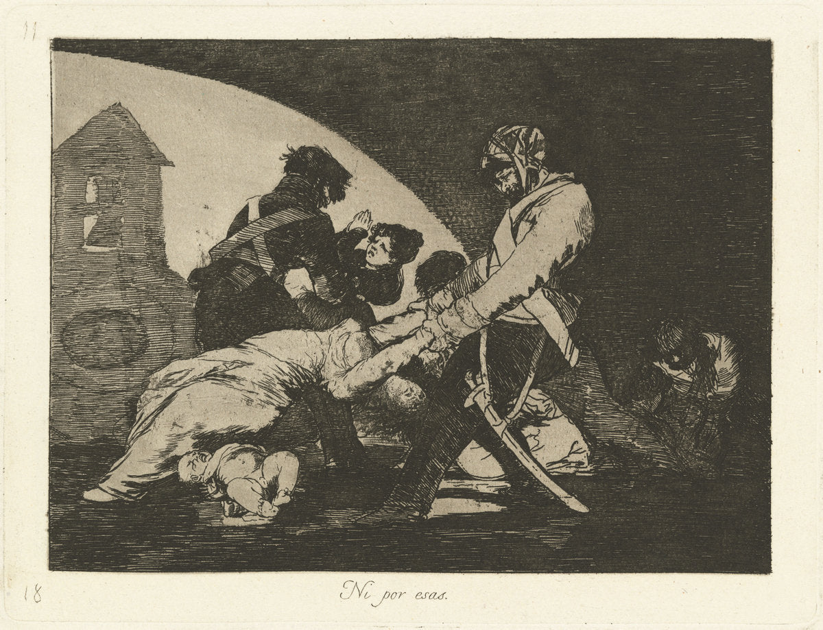 Ni por esas (Neither Do These) by Francisco de Goya (Spanish, 1746 - 1828), 16X12"(A3)Poster Print