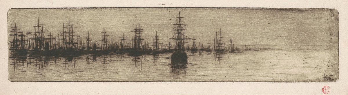 Tall Ships in a Harbor by Henri-Charles Guérard (French, 1846 - 1897), 16X12"(A3)Poster Print