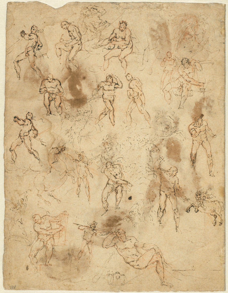 Studies of Figures (verso) by Ambrogio Figino (Italian, 1548 - 1608), 16X12"(A3)Poster Print