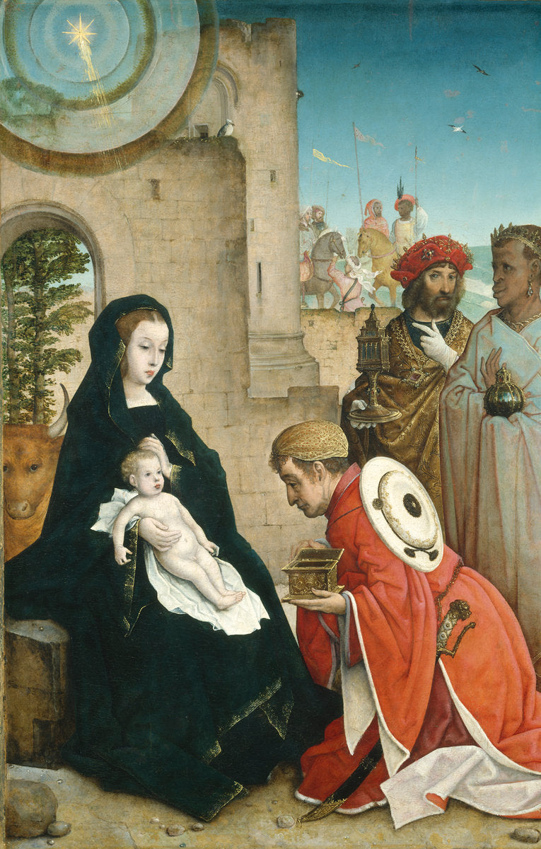 The Adoration of the Magi by Juan de Flandes (Hispano-Flemish, active 1496 - 1519), 16X12"(A3)Poster Print