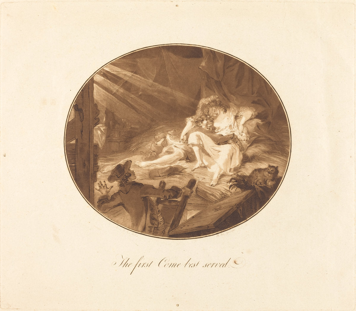 The First Come Best Served by Antoine-François Sergent after Augustin de Saint-Aubin (French, 1751 - 1847), 16X12"(A3)Poster Print