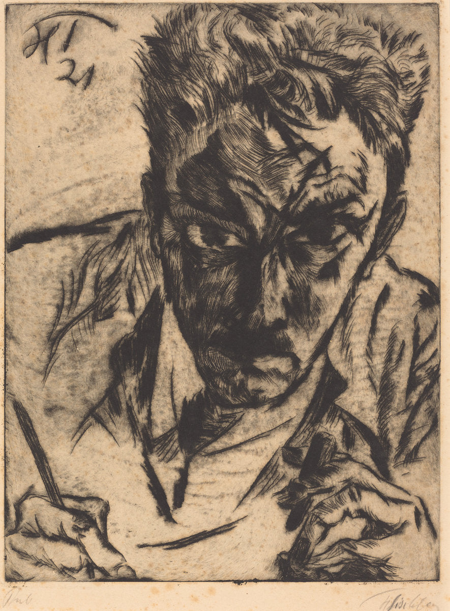 Self-Portrait by Heinrich Tischler (Polish, 1892 - 1938), 16X12"(A3)Poster Print