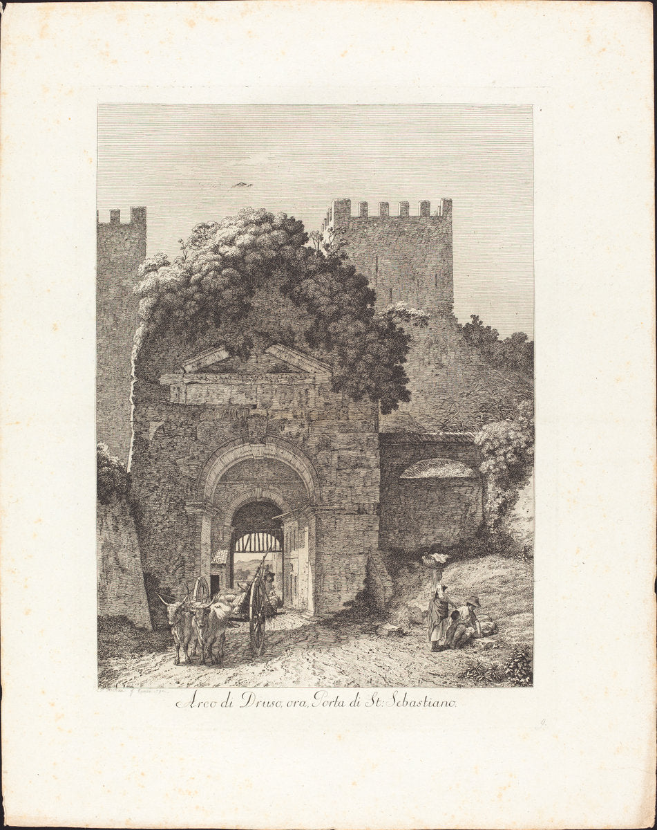 Arco di Druso, ora porta di San Sebastiano by Jacob Wilhelm Mechau (German, 1745 - 1808), 16X12"(A3)Poster Print