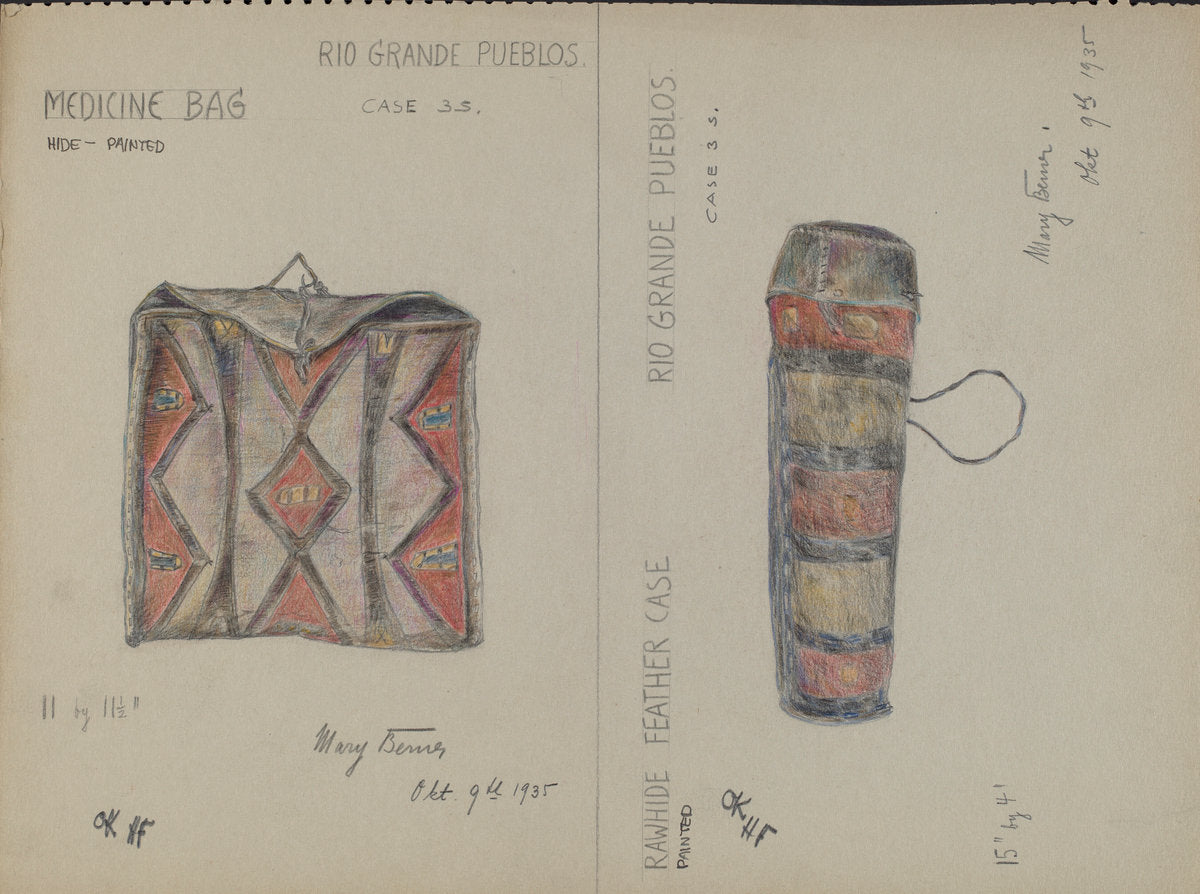 Medicine Bag and Feather Case by Mary Berner (American, active c. 1935), 16X12"(A3)Poster Print