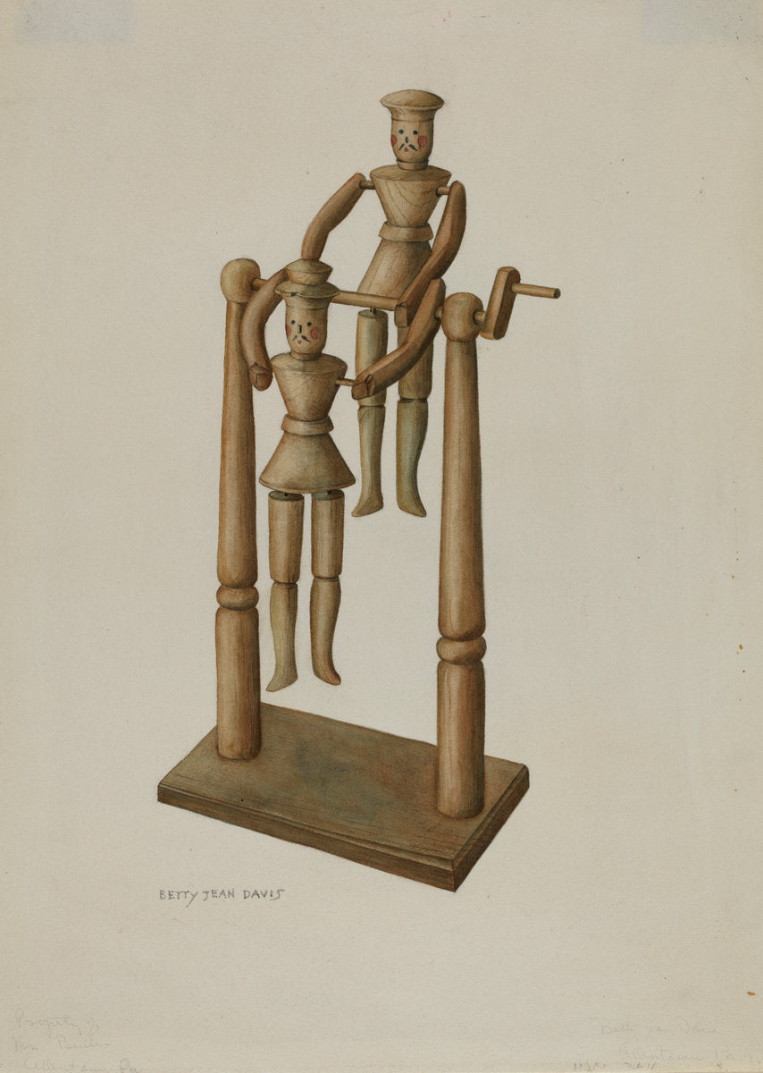Handcarved Toy by Betty Jean Davis (American, active c. 1935), 16X12"(A3)Poster Print