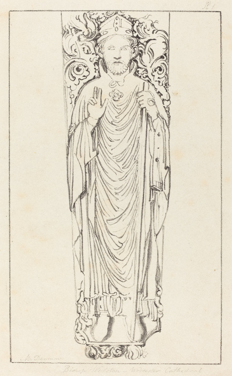 Bishop Wulstan, in Worcester Cathedral by Maria Denman after John Flaxman (British, active 1812), 16X12"(A3)Poster Print