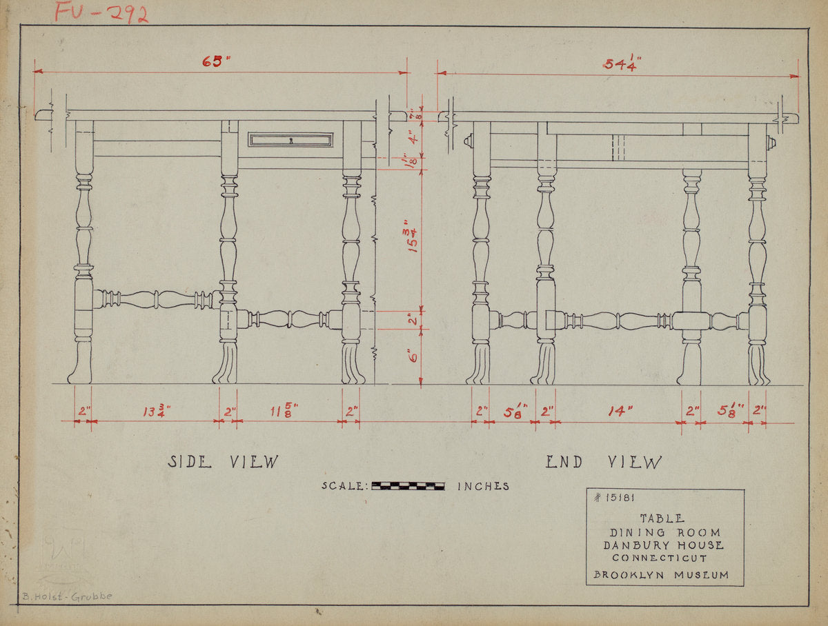 Gate-legged Table by B. Holst-Grubbe (American, active c. 1935), 16X12"(A3)Poster Print