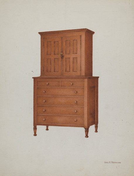 Shaker Cabinet by George V. Vezolles (American, 1885 - 1956), 16X12"(A3)Poster Print