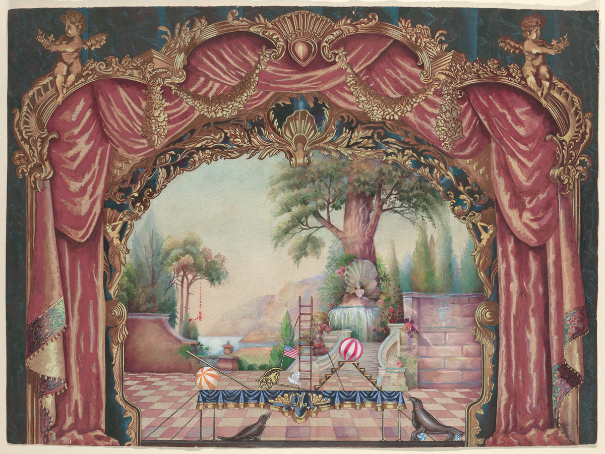 Backdrop for Vaudeville Stage by Perkins Harnly and Nicholas Zupa (American, active c. 1935), 16X12"(A3)Poster Print