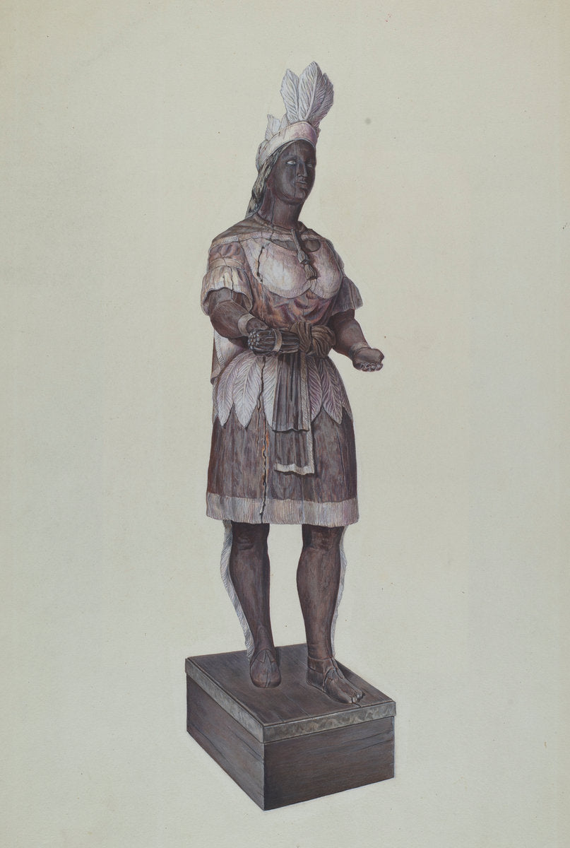 Cigar Store Indian by Dorothy Handy (American, active c. 1935), 16X12"(A3)Poster Print