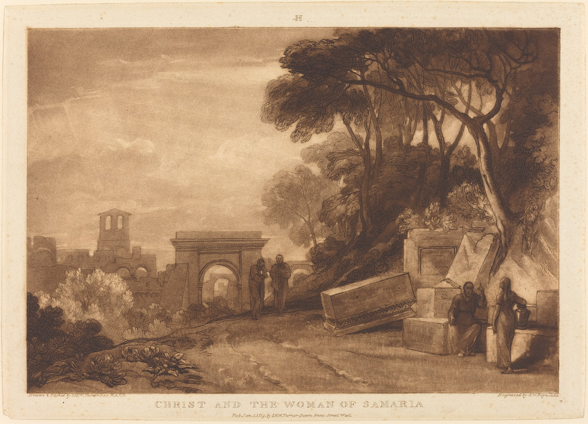 The Woman of Samaria by Joseph Mallord William Turner and Samuel William Reynolds I (British, 1775 - 1851), 16X12"(A3)Poster Print