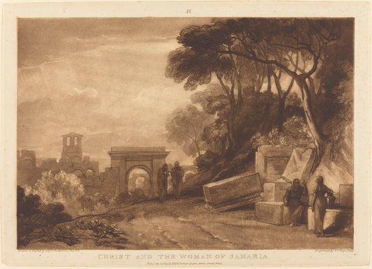 The Woman of Samaria by Joseph Mallord William Turner and Samuel William Reynolds I (British, 1775 - 1851), 16X12"(A3)Poster Print