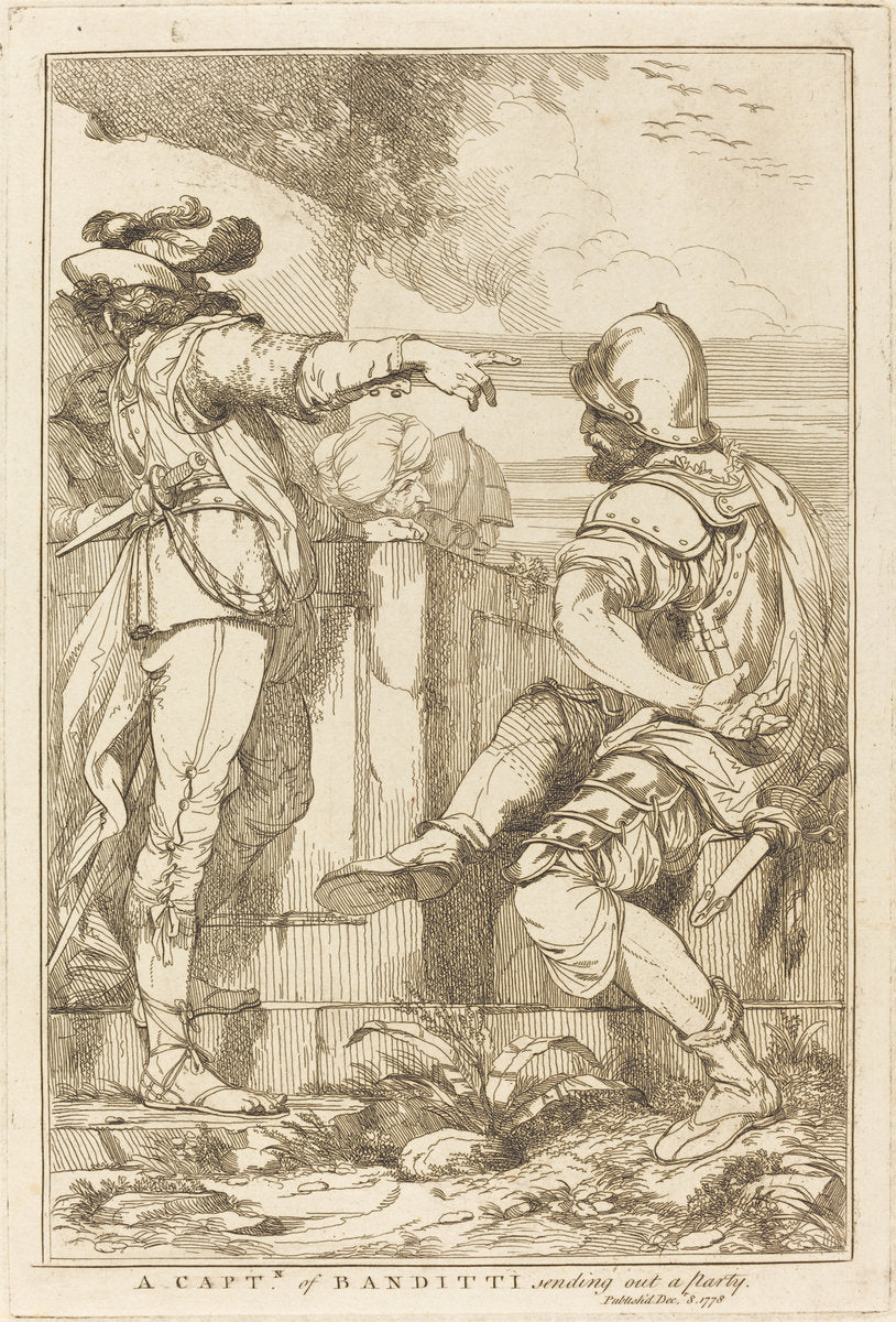 A Captn of Banditti Sending Out a Party by John Hamilton Mortimer (British, 1740 - 1779), 16X12"(A3)Poster Print