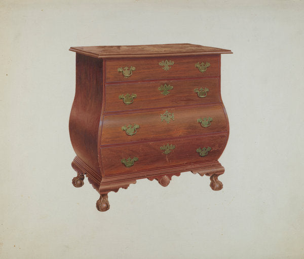 Bombe Front Chest of Drawers by Alfred H. Smith (American, active c. 1935), 16X12"(A3)Poster Print