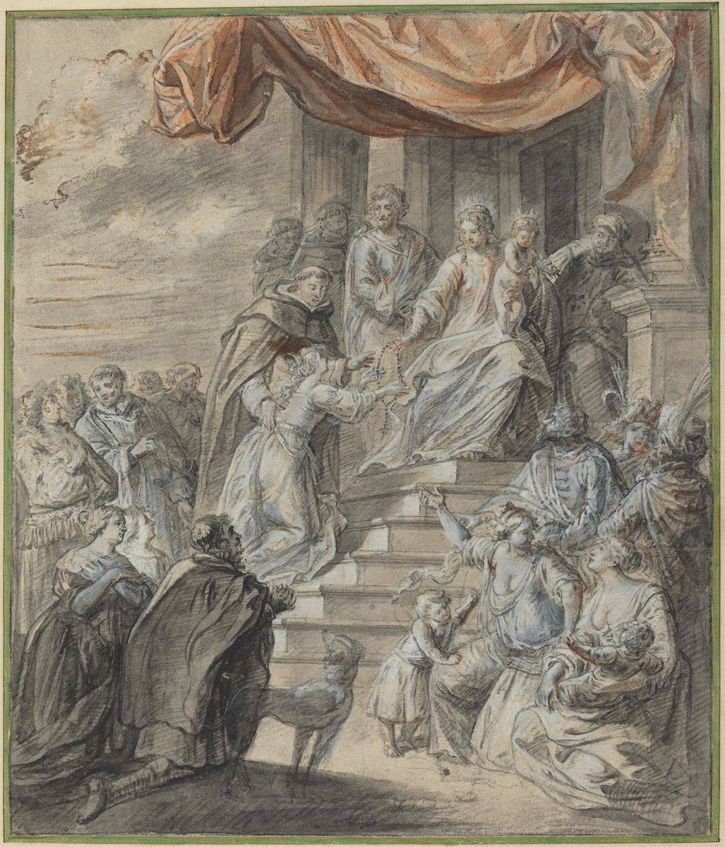 Madonna and Child with Rosary and Saint by Abraham van Diepenbeeck (Flemish, 1596 - 1675), 16X12"(A3)Poster Print