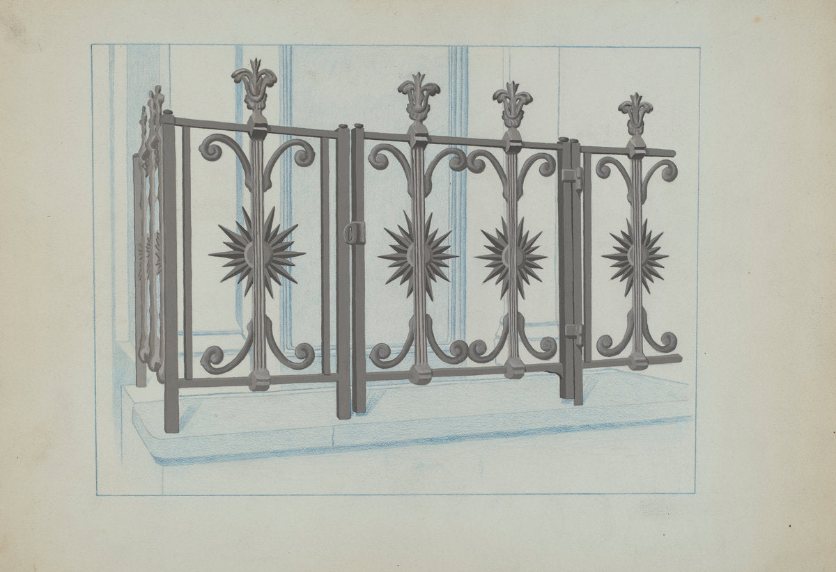 Cast Iron Gate and Fence by Joseph L. Boyd (American, active c. 1935), 16X12"(A3)Poster Print