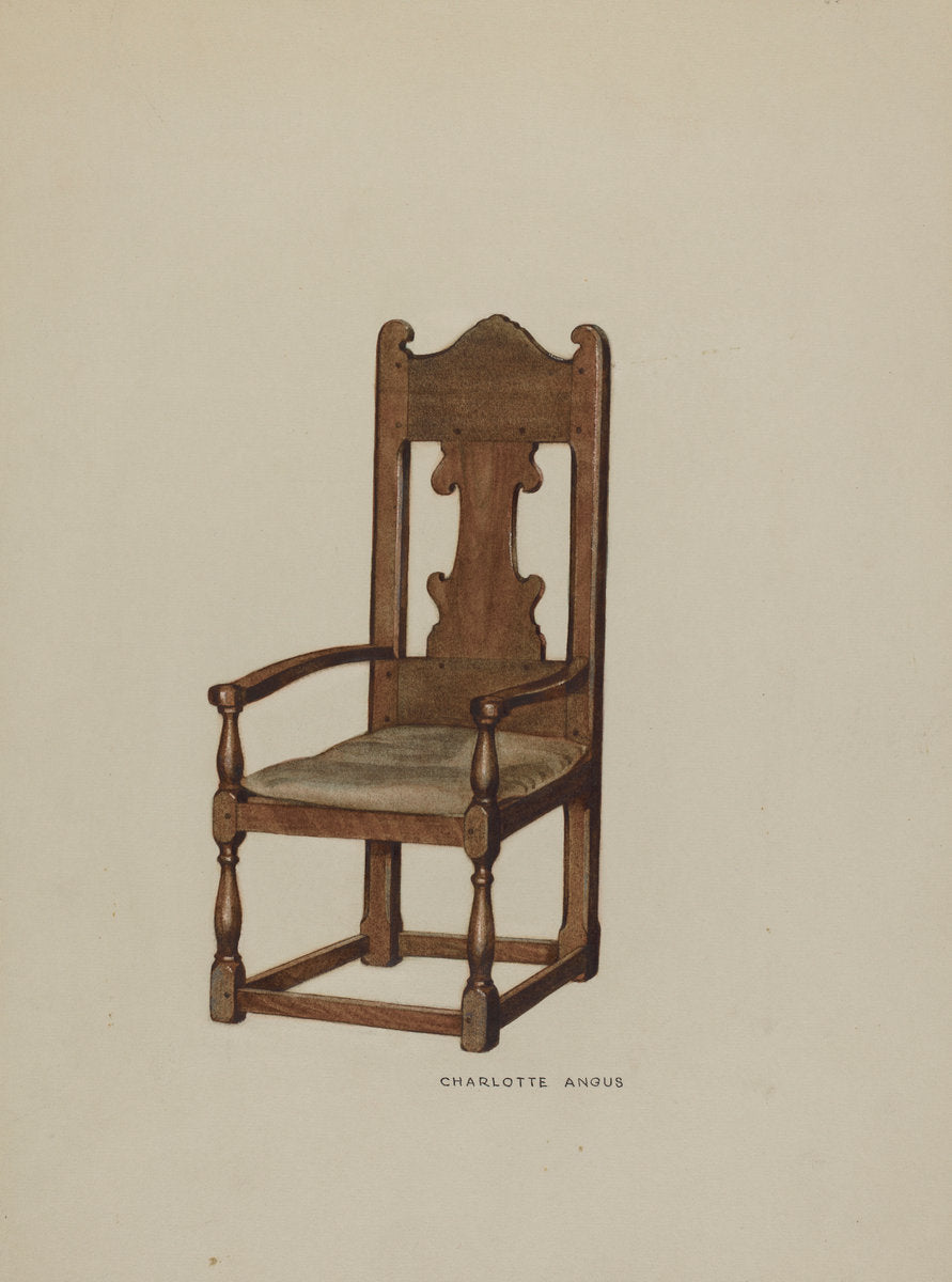 Pa. German Arm Chair by Charlotte Angus (American, 1911 - 1989), 16X12"(A3)Poster Print