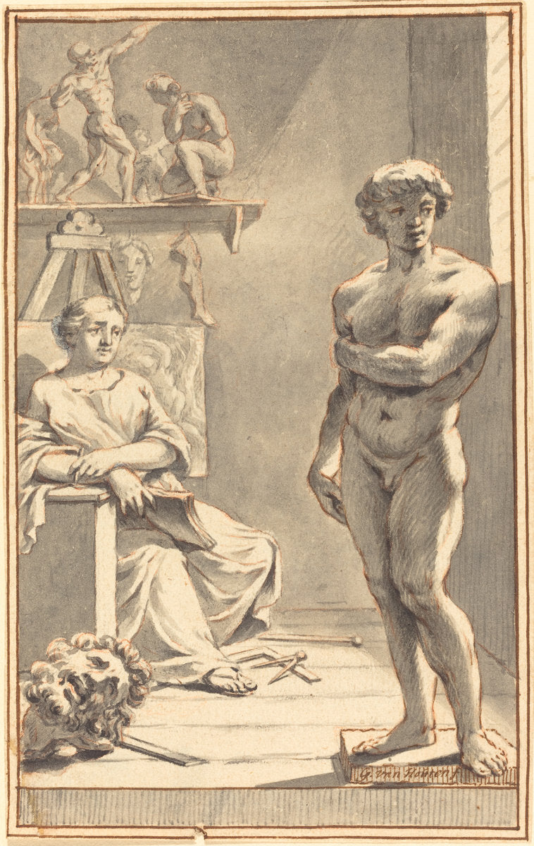 Allegory of Sculpture by Gerard van Houten (Dutch, 1675 - 1706), 16X12"(A3)Poster Print