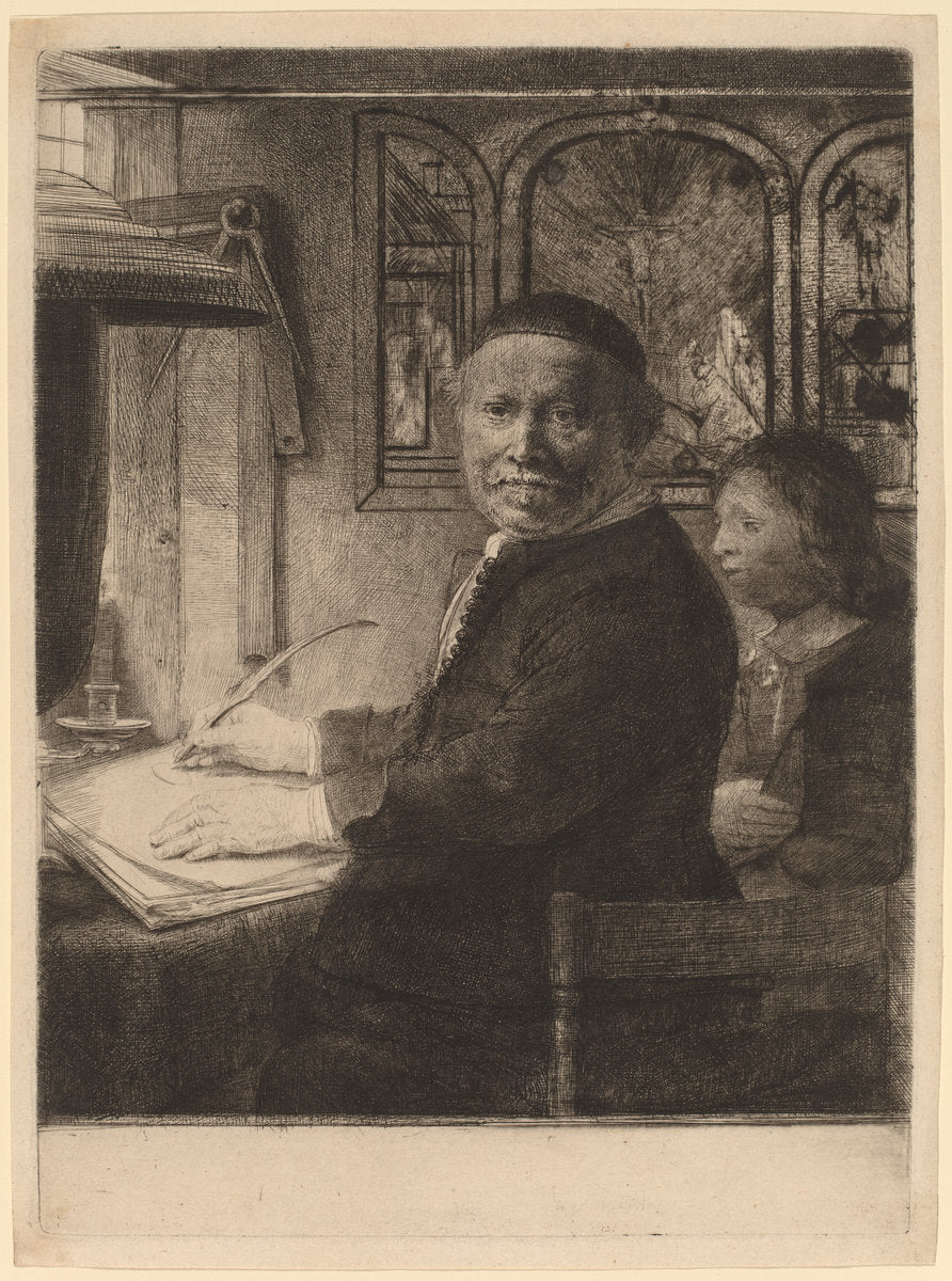 Lieven Willemsz van Coppenol: the Smaller Plate by Rembrandt van Rijn (Dutch, 1606 - 1669), 16X12"(A3)Poster Print